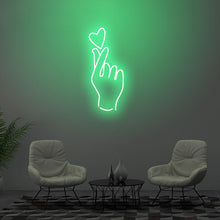 โหลดรูปภาพลงในเครื่องมือใช้ดูของ Gallery &#39;&#39;Love Heart Finger Gesture&#39;&#39;  Beautifully Handcrafted Neon Sign
