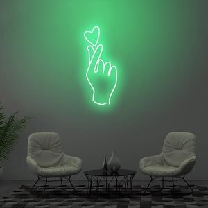 ''Love Heart Finger Gesture''  Beautifully Handcrafted Neon Sign