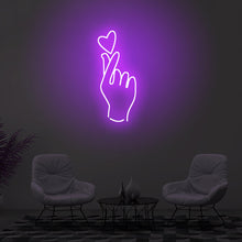 โหลดรูปภาพลงในเครื่องมือใช้ดูของ Gallery &#39;&#39;Love Heart Finger Gesture&#39;&#39;  Beautifully Handcrafted Neon Sign