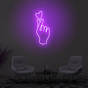 ''Love Heart Finger Gesture''  Beautifully Handcrafted Neon Sign