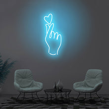 Görseli Galeri görüntüleyiciye yükleyin, &#39;&#39;Love Heart Finger Gesture&#39;&#39;  Beautifully Handcrafted Neon Sign