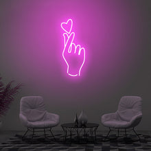 Cargar imagen en el visor de la galería, &#39;&#39;Love Heart Finger Gesture&#39;&#39;  Beautifully Handcrafted Neon Sign