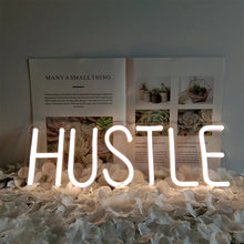 Load image into Gallery viewer, “Hustle” Gym Motivational Neon Sogn
